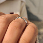 Half Eternity Band with Round Cut Diamond and Emerald Gemstone