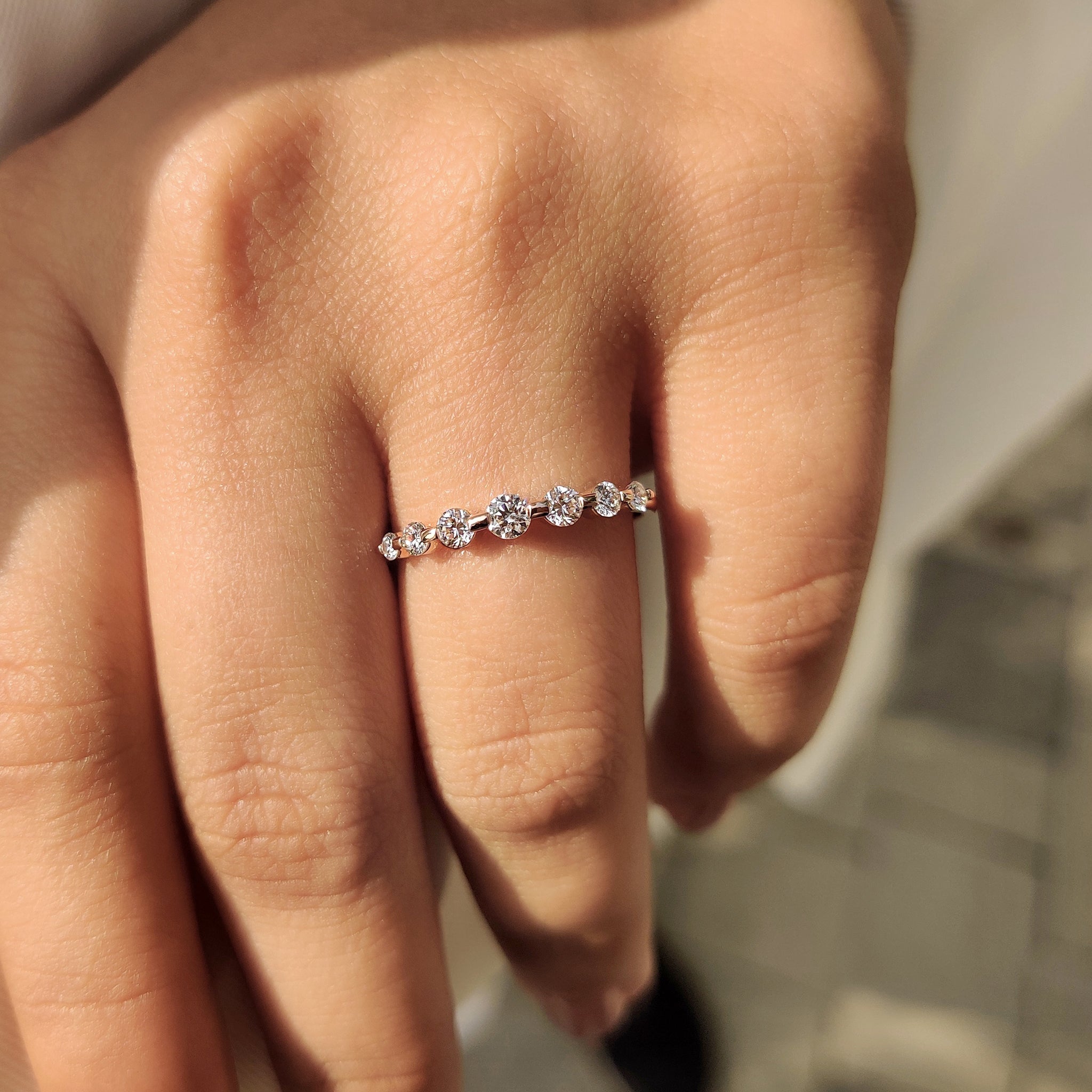 Half Eternity Round Diamond Band in Seven Stone Style