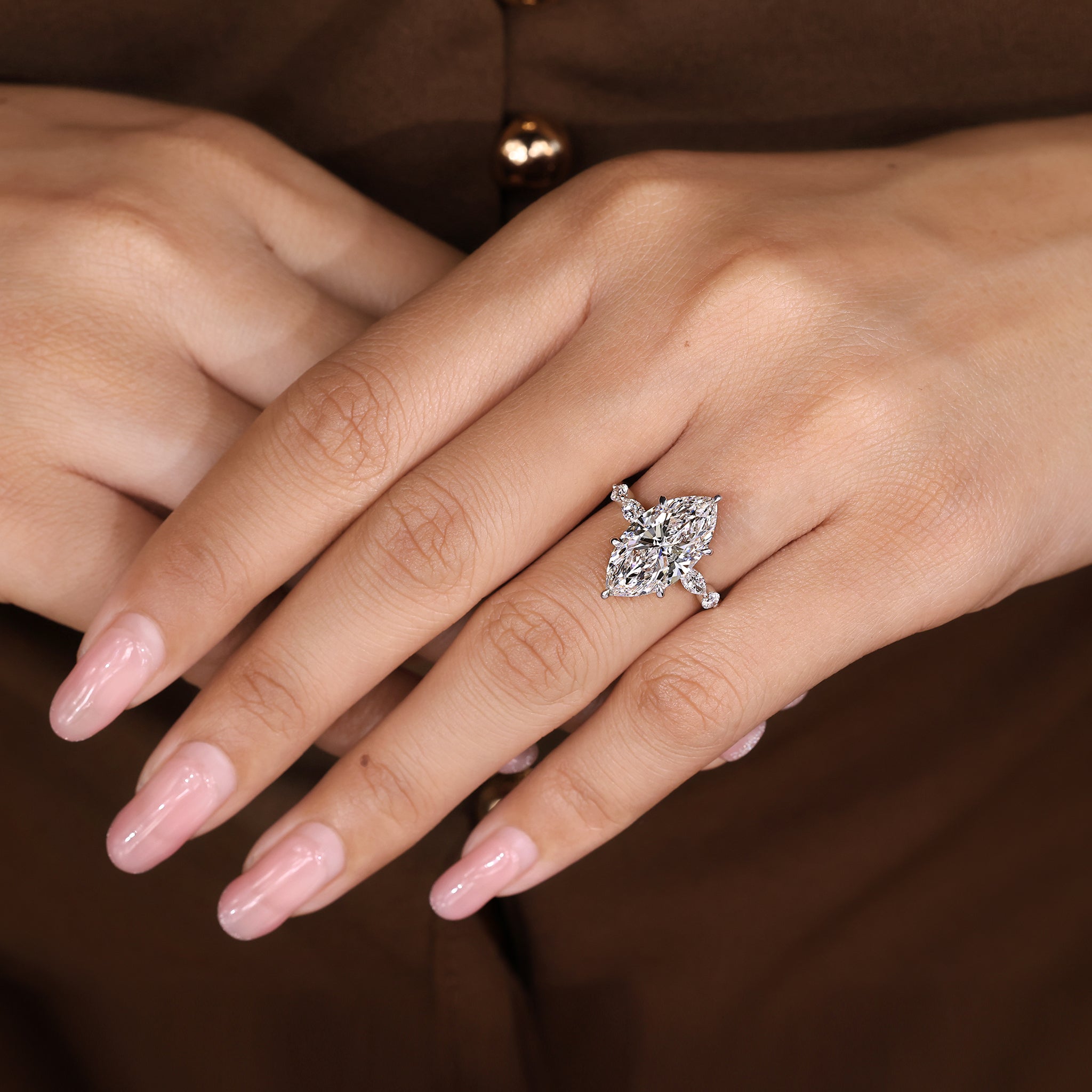 5 - 8 Carat IGI Certified Marquise Diamond Engagement Ring