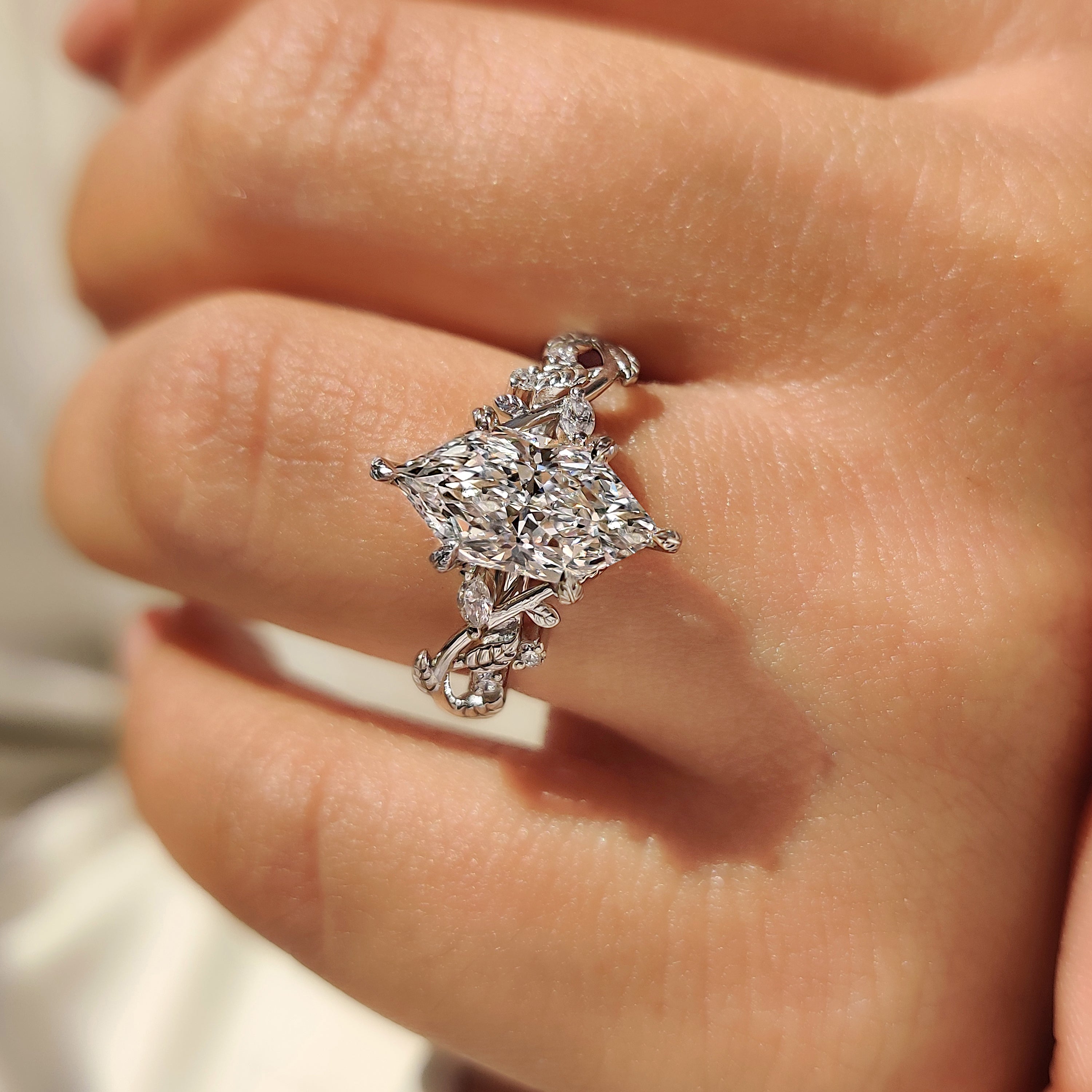 Dutch Marquise Cut Engagement Ring in Nature Inspired Style Secondary image