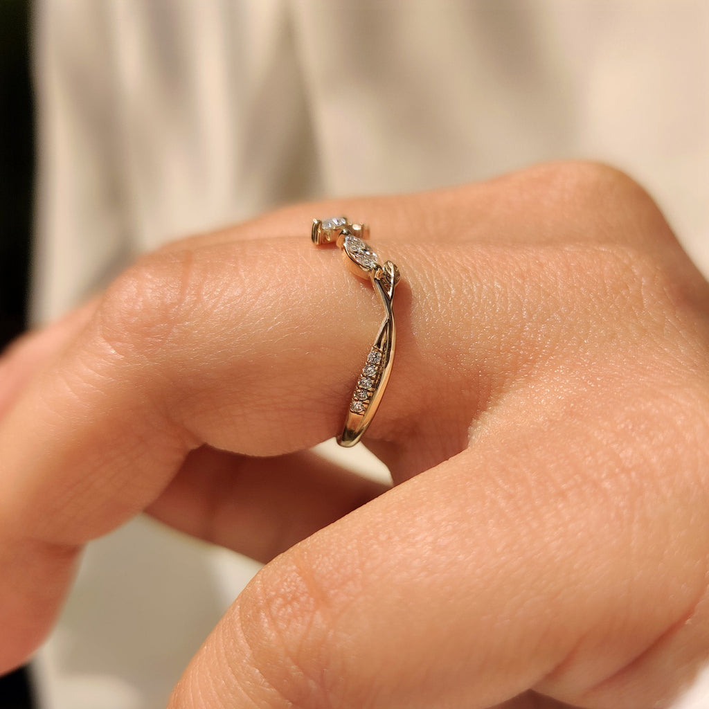 Nature Inspired Stackable Wedding Band in Open Gap Setting