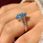 Blue Dutch Marquise Diamond Ring In Split Shank