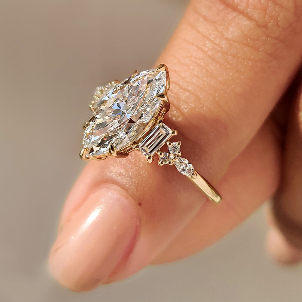 Marquise Cut Engagement Ring in Muse Setting