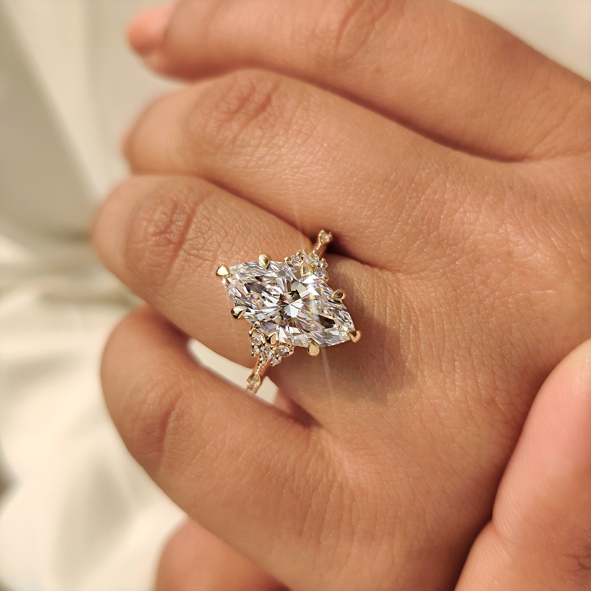 Vintage Marquise Engagement Ring with Milgrain Detailing