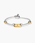 HERCULES Two-Tone Silver and 18k Yellow Gold Link Bracelet with Toggle Lock