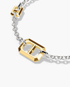HERCULES Two-Tone Silver and 18k Yellow Gold Link Bracelet with Toggle Lock