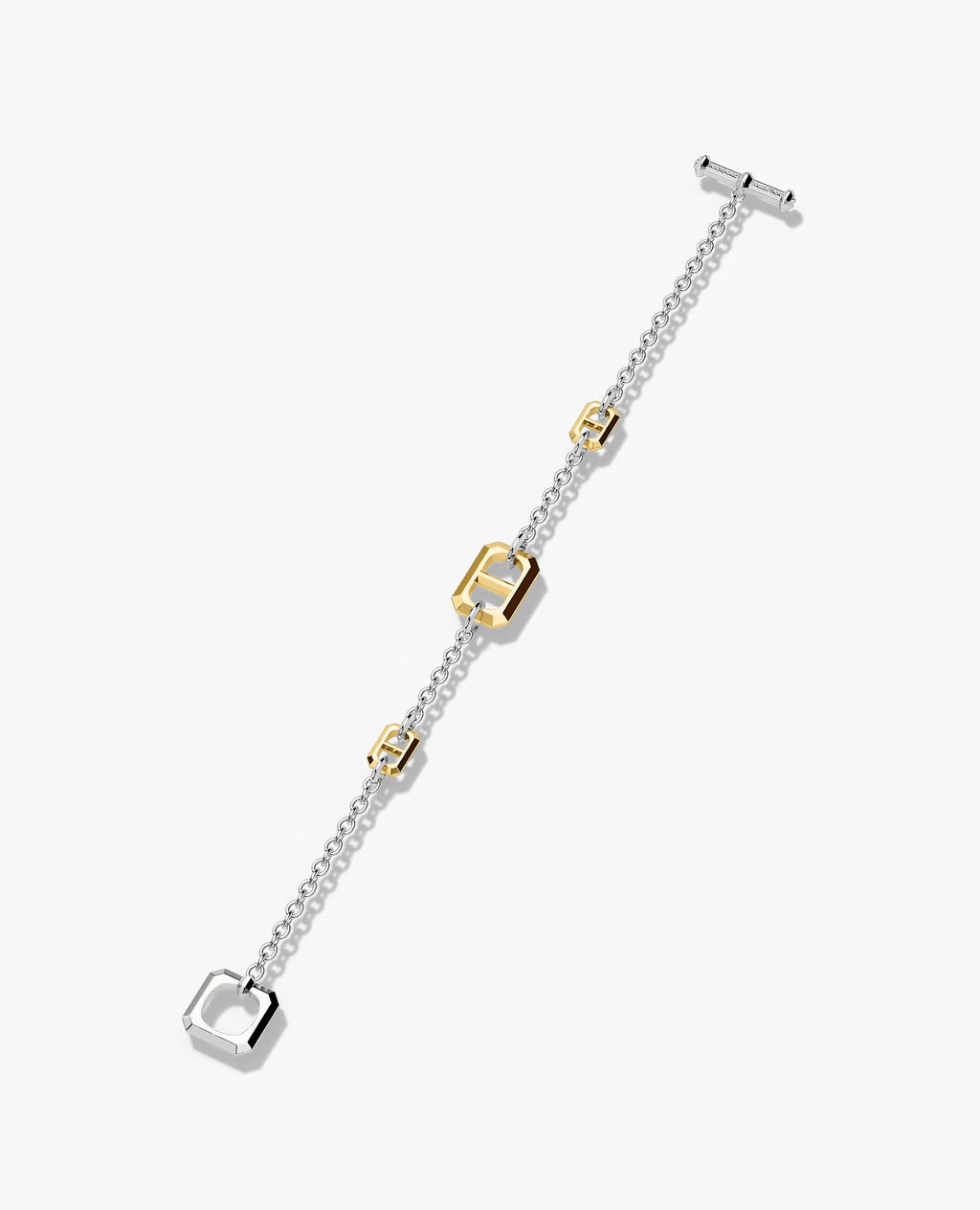HERCULES Two-Tone Silver and 18k Yellow Gold Link Bracelet with Toggle Lock
