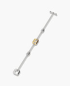 HERCULES Two-Tone Silver and 18k Single Link Yellow Gold Bracelet with Toggle Lock