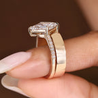 Lozenge Cut Pave Engagement Ring with Stackable Wedding Band
