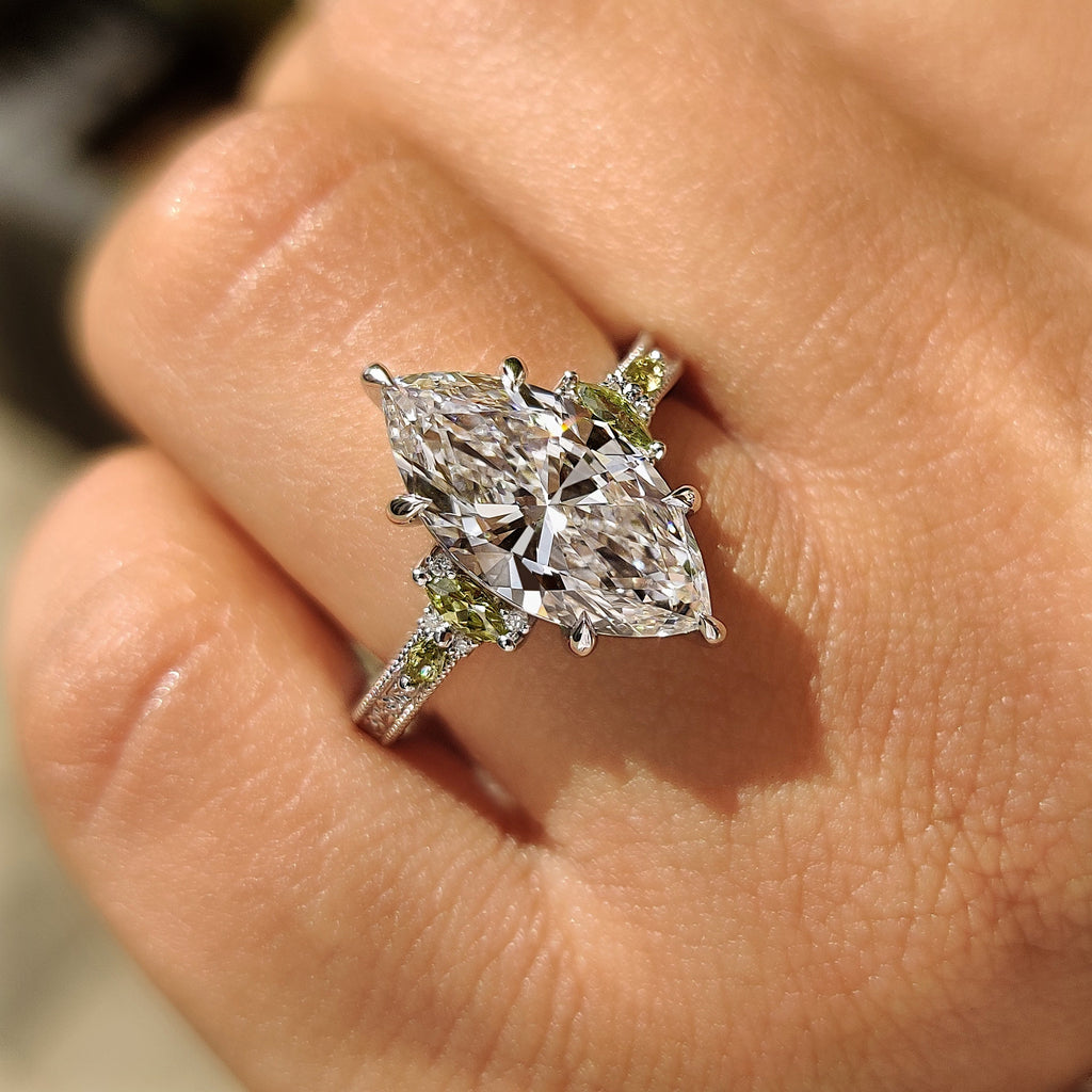 Marquise Engagement Ring In Vintage Art Deco style