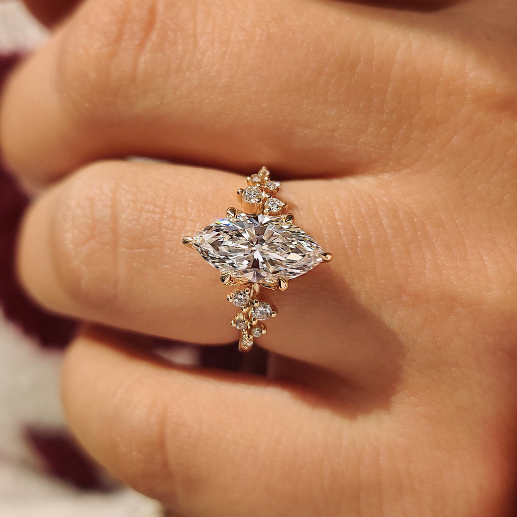 Marquise Engagement Ring in Tulip Setting