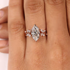 Marquise Diamond Ring in Nature Inspired Style