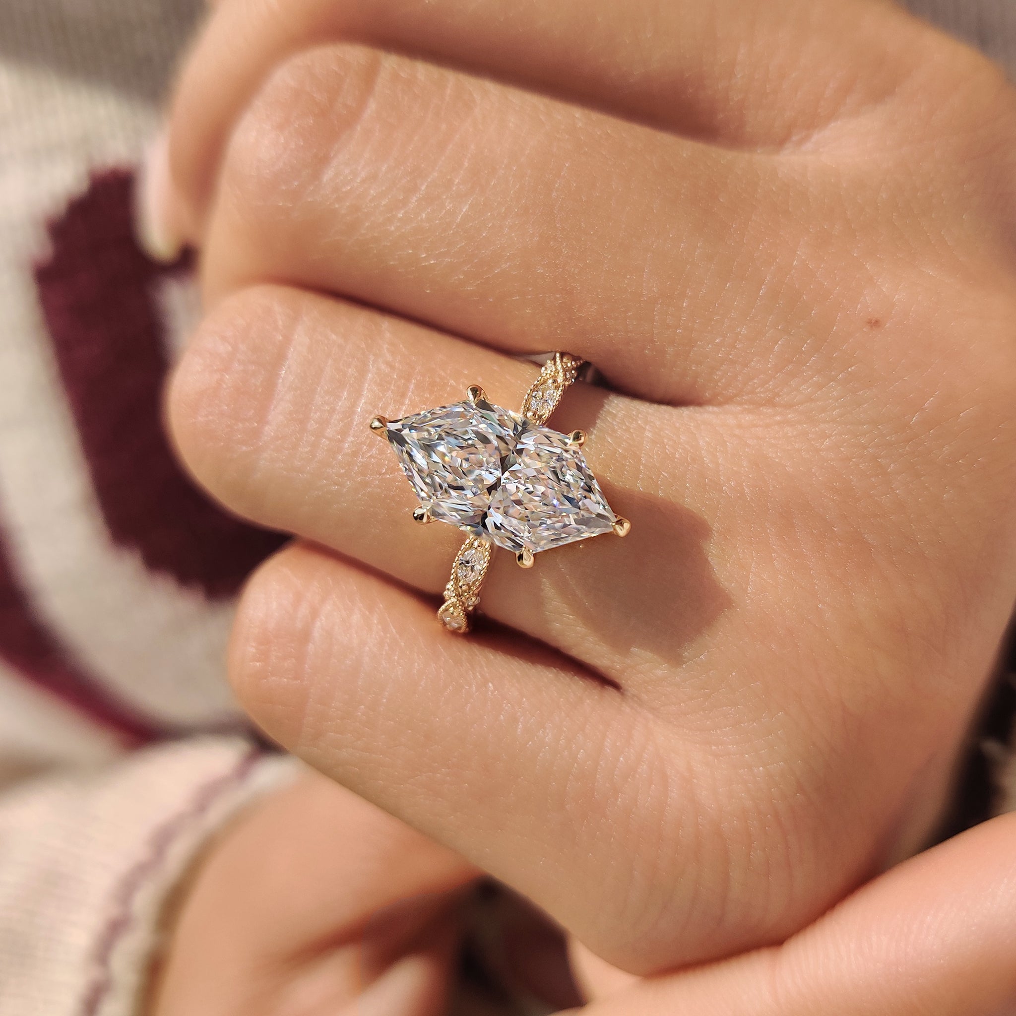 Vintage Style Dutch Marquise Ring with Milgrain Detailing Secondary image