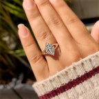 Marquise Diamond Ring In Hidden Flower Pink Ruby