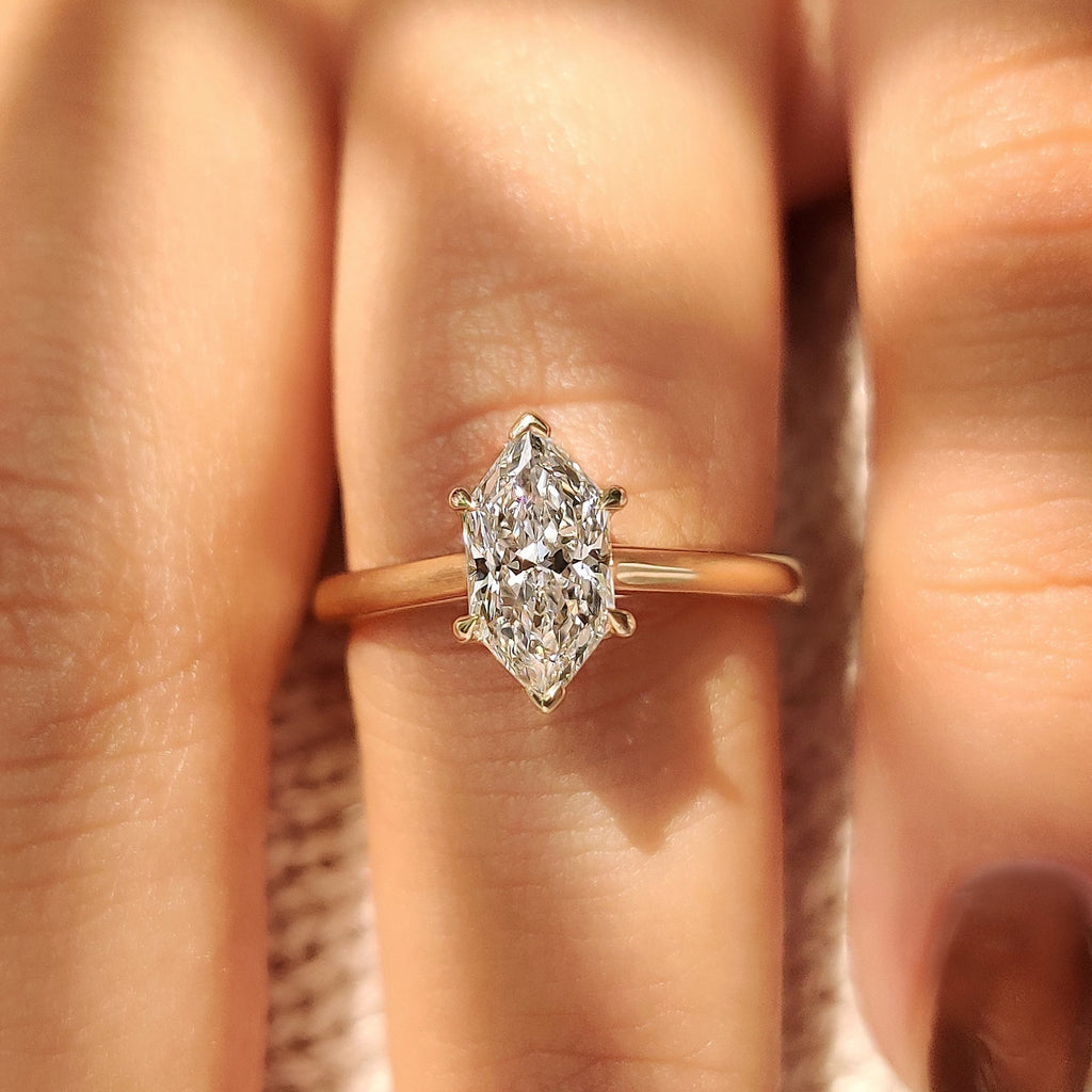 Solitaire Dutch Marquise Engagement Ring In Euro Shank