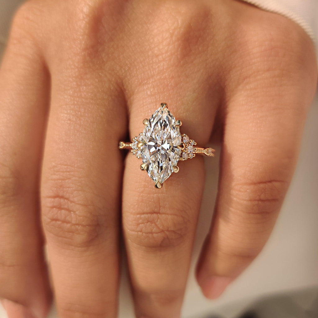 Vintage Marquise Engagement Ring with Milgrain Detailing
