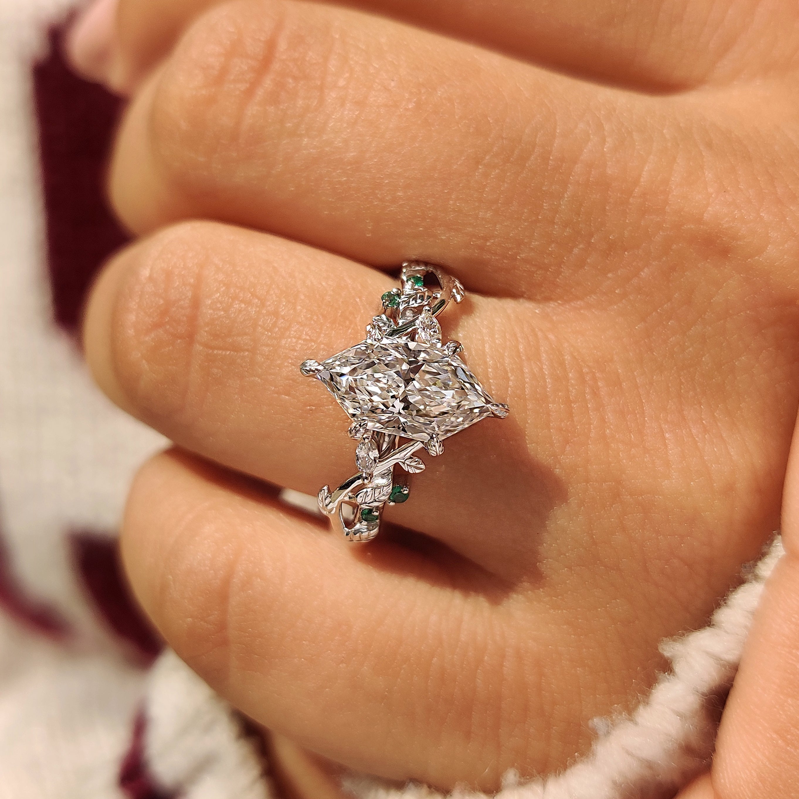 Nature Inspired Dutch Marquise Diamond Ring With Cluster Setting