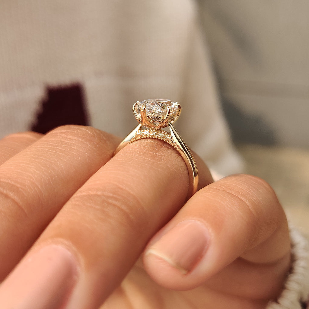 Dutch Marquise Engagement Ring with Hidden Filigree Detailing