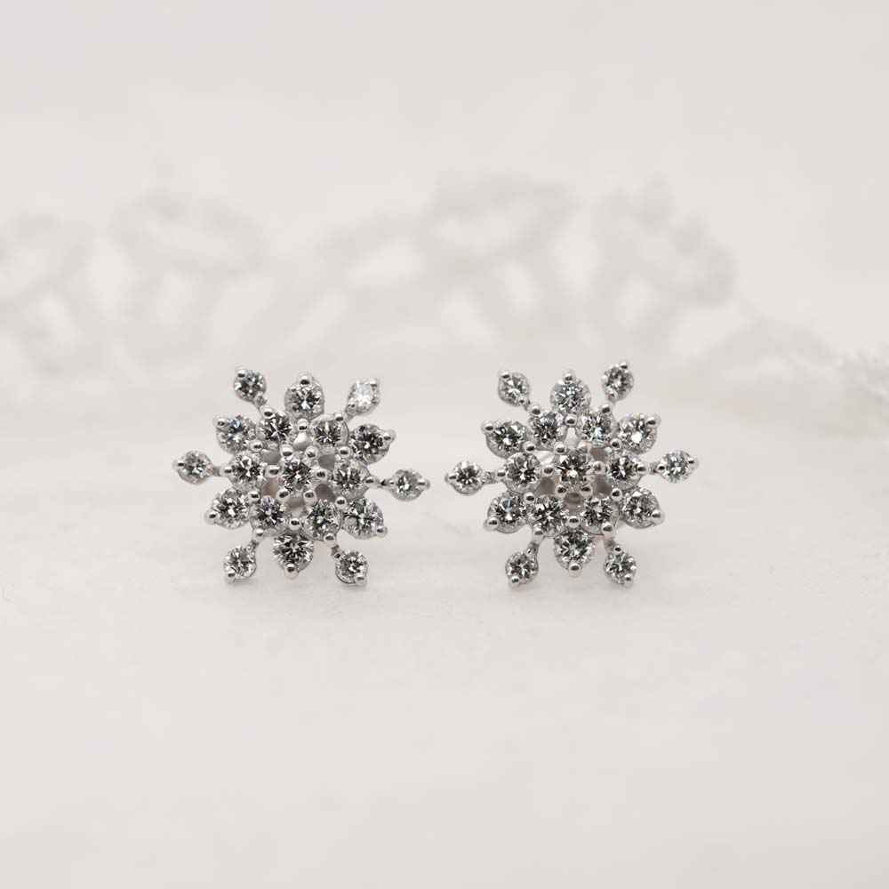 The Elsa Earrings | Lab Diamond Snowflake Cluster Round Studs Secondary image