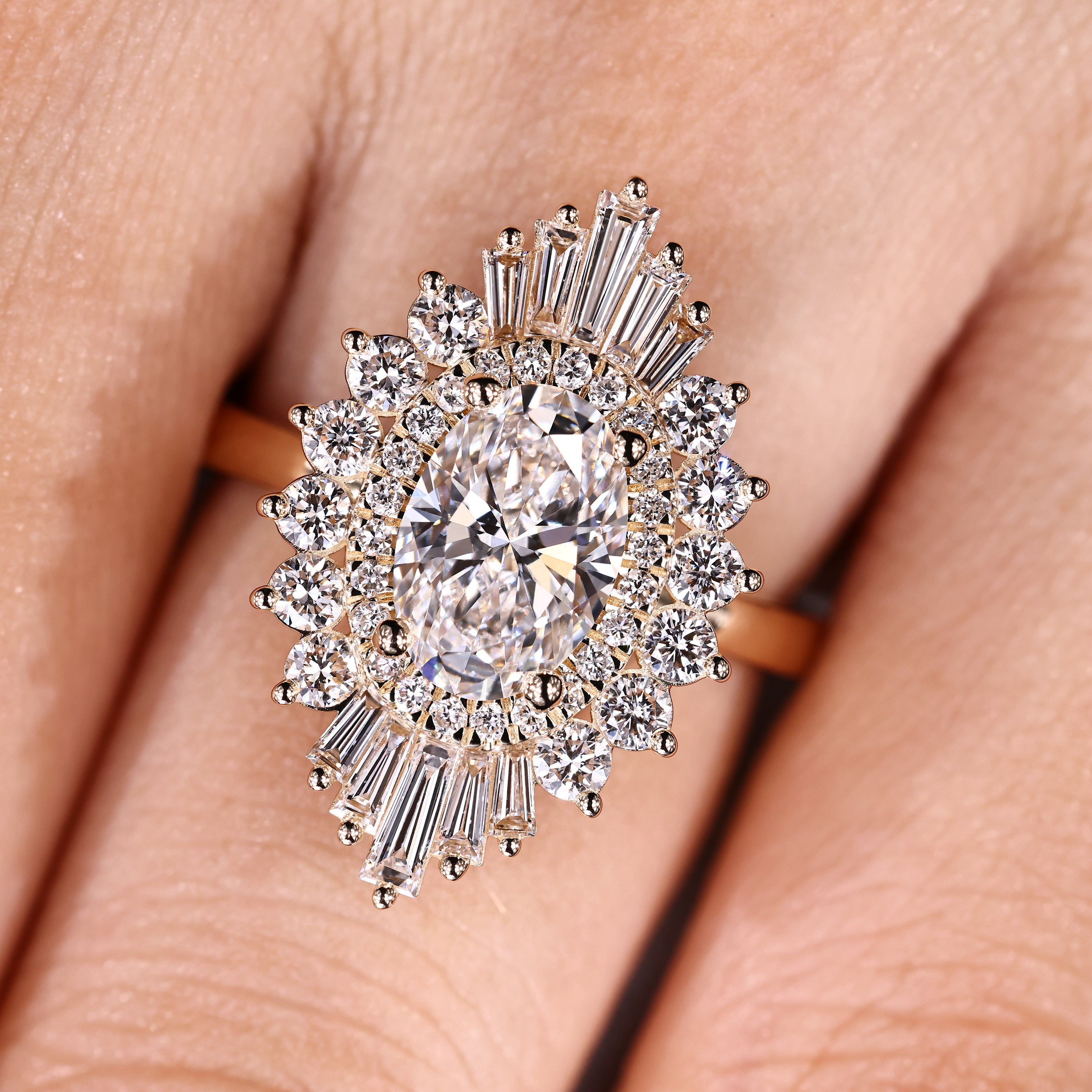 Oval Cut Engagement Ring In Double Halo Style Secondary image