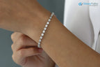 Solid Gold Baguette and Round Diamond Illusion Setting Diamond tennis Bracelet - DisneyValley