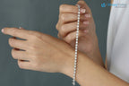 Solid Gold Baguette and Round Diamond Illusion Setting Diamond tennis Bracelet - DisneyValley