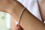 Solid Gold Baguette and Round Diamond Illusion Setting Diamond tennis Bracelet - DisneyValley