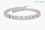 Solid Gold Baguette and Round Diamond Illusion Setting Diamond tennis Bracelet - DisneyValley