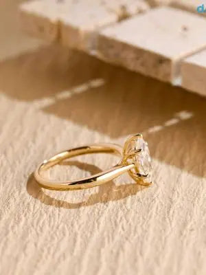 Solid Gold Marquise Cut Lab Grown Engagement Ring DisneyValley