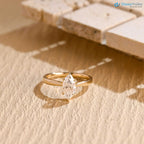 Solid Gold Marquise Cut Lab Grown Engagement Ring DisneyValley