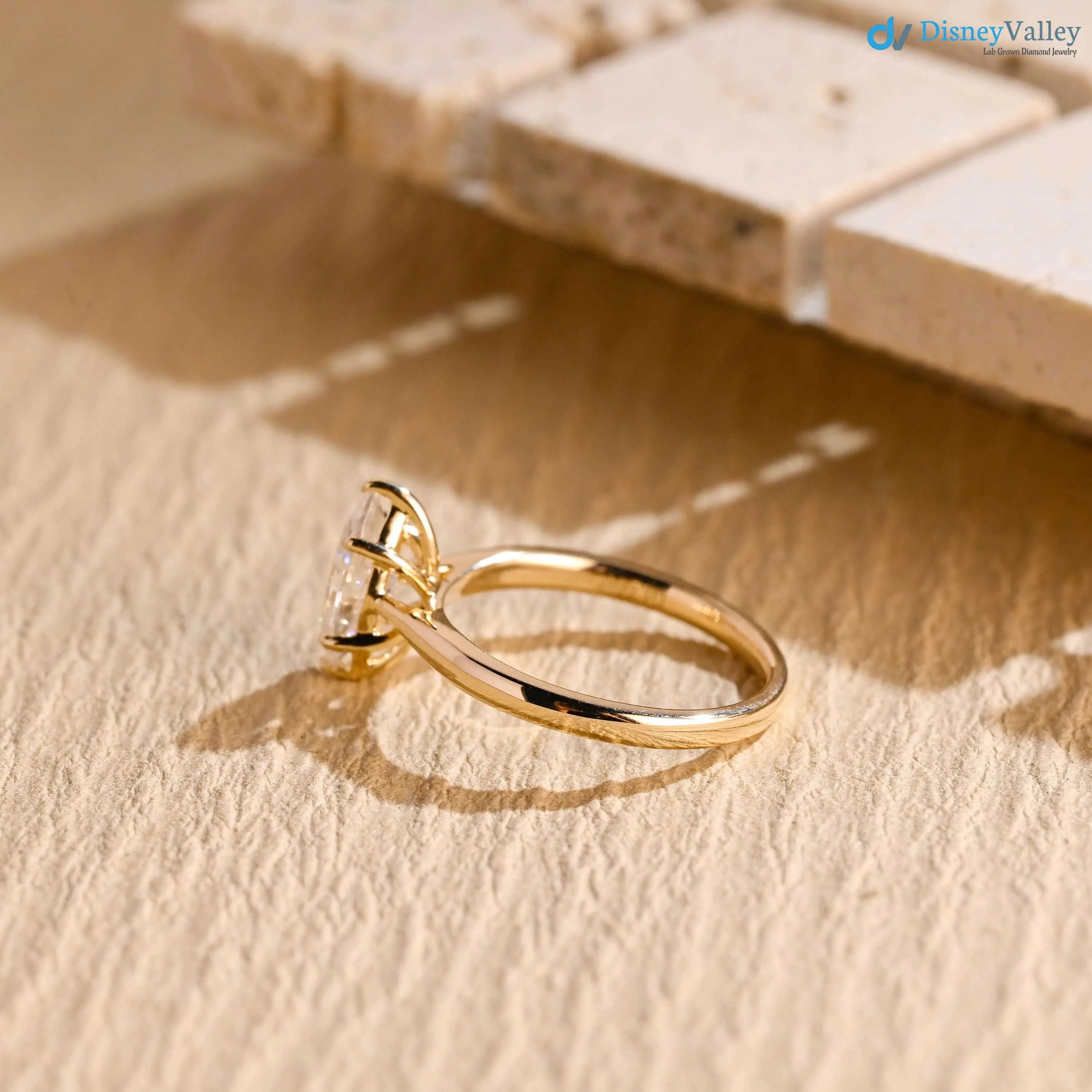 Solid Gold Marquise Cut Lab Grown Engagement Ring DisneyValley