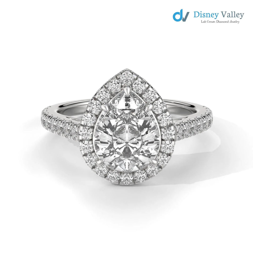 Solid Gold Pear Shaped IGI Certified Lab Grown Diamond Engagement Ring - DisneyValley