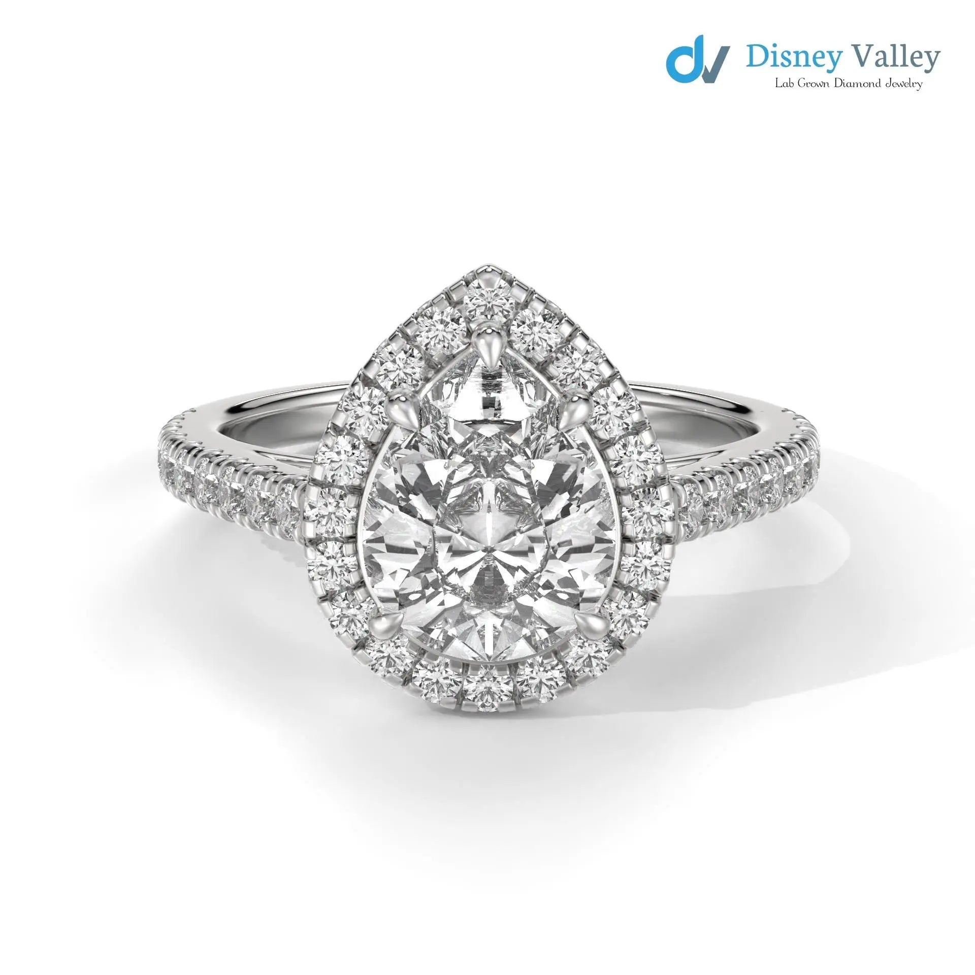 Solid Gold Pear Shaped IGI Certified Lab Grown Diamond Engagement Ring - DisneyValley