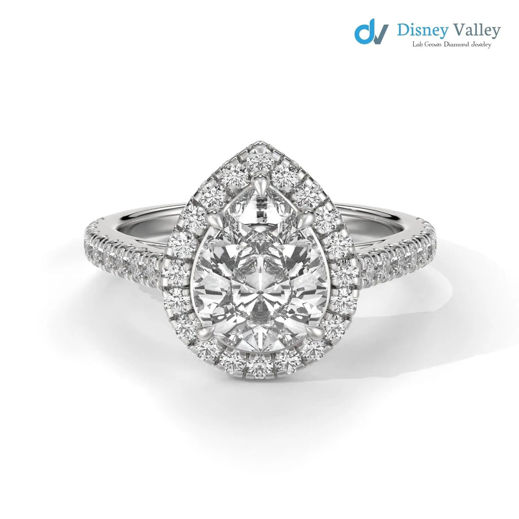 Solid Gold Pear Shaped IGI Certified Lab Grown Diamond Engagement Ring - DisneyValley