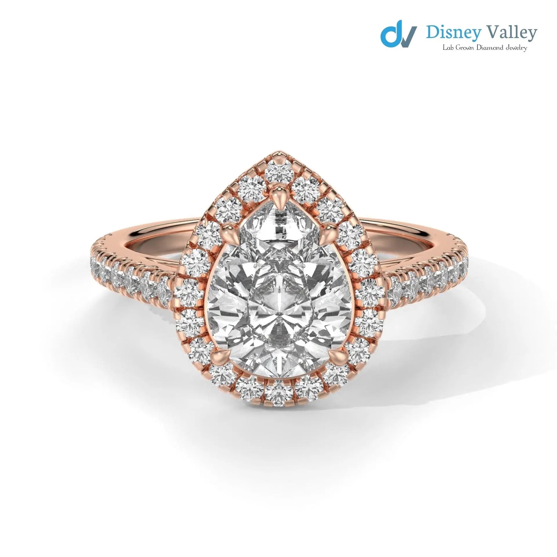 Solid Gold Pear Shaped IGI Certified Lab Grown Diamond Engagement Ring - DisneyValley