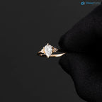 Solid Gold Pear lab grown Diamond Engagement Ring with Side Diamonds - DisneyValley