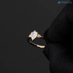 Solid Gold Pear lab grown Diamond Engagement Ring with Side Diamonds - DisneyValley