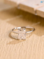 Solid Gold Radiant Cut Lab Grown Hidden Halo Engagement Ring DisneyValley