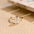 Solid Gold Radiant Cut Lab Grown Hidden Halo Engagement Ring DisneyValley