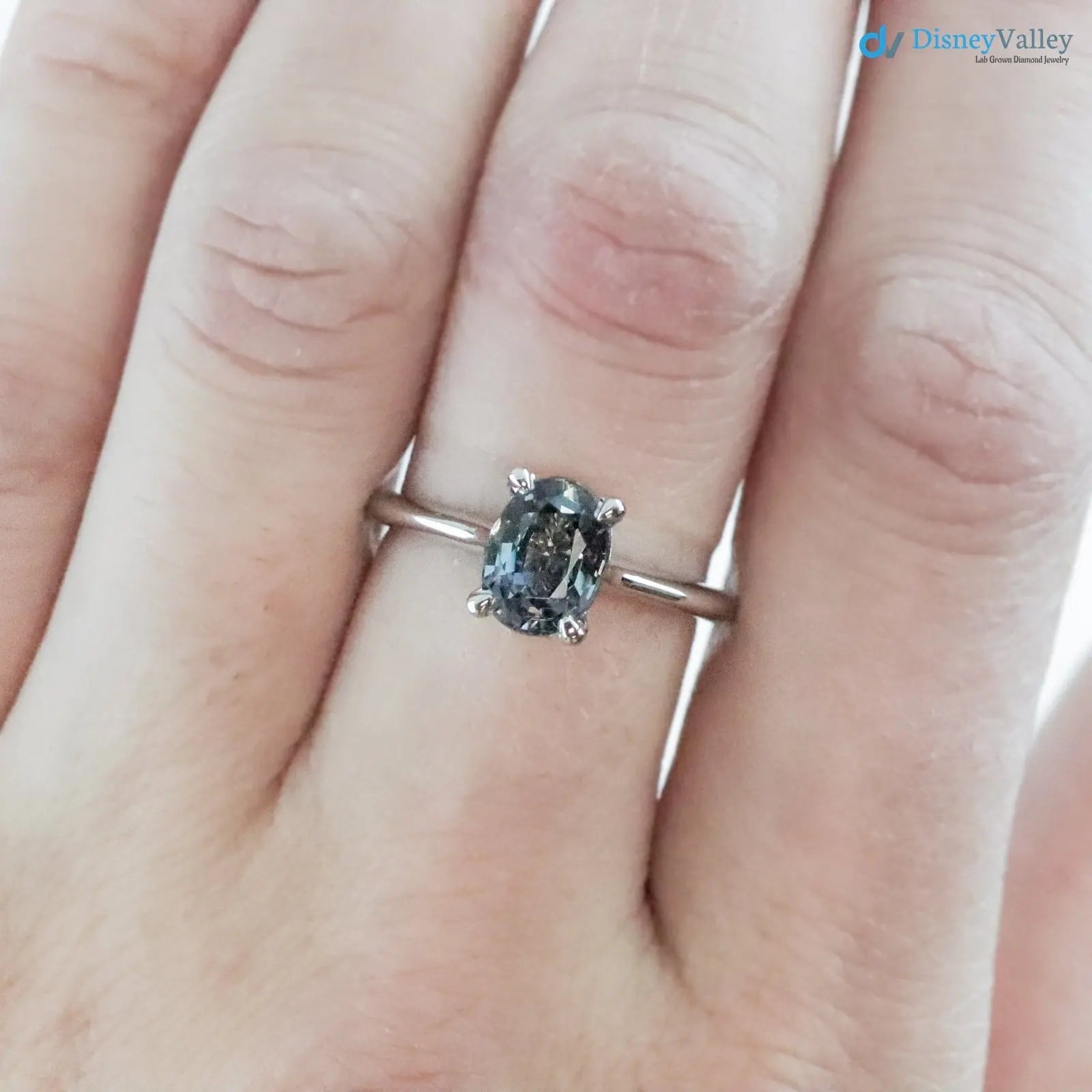 Solid Gold Titanium Smoky Grey lab grown Solitaire Engagement Ring Secondary image