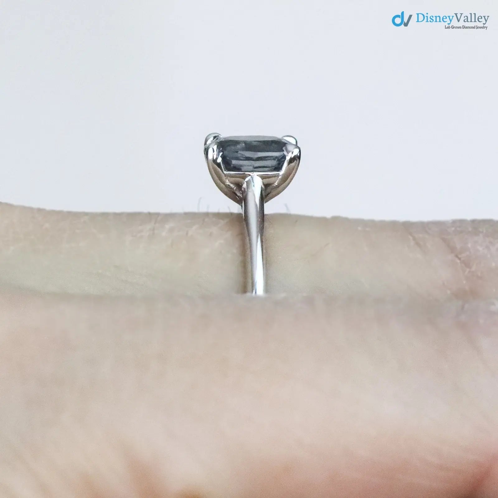 Solid Gold Titanium Smoky Grey lab grown Solitaire Engagement Ring - DisneyValley