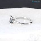 Solid Gold Titanium Smoky Grey lab grown Solitaire Engagement Ring - DisneyValley
