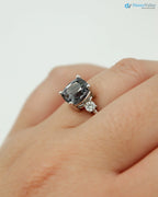 Solid Gold dark Grey Lab Grown 3 Stone Engagement Ring - DisneyValley