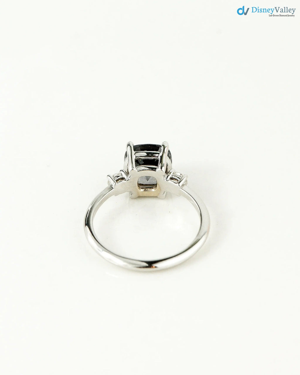 Solid Gold dark Grey Lab Grown 3 Stone Engagement Ring - DisneyValley