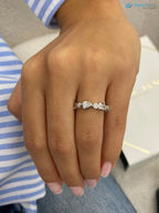 Solid White Gold Stackable Sparkling 0.79 Carat Pear and Round Cut Pave Set wedding ring - DisneyValley