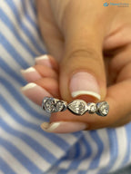 Solid White Gold Stackable Sparkling 0.79 Carat Pear and Round Cut Pave Set wedding ring - DisneyValley