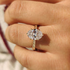 Solitaire Oval Diamond Ring In Art Deco