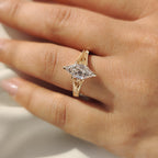 Hexagon Step Solitaire Diamond Ring In Milgrain Details