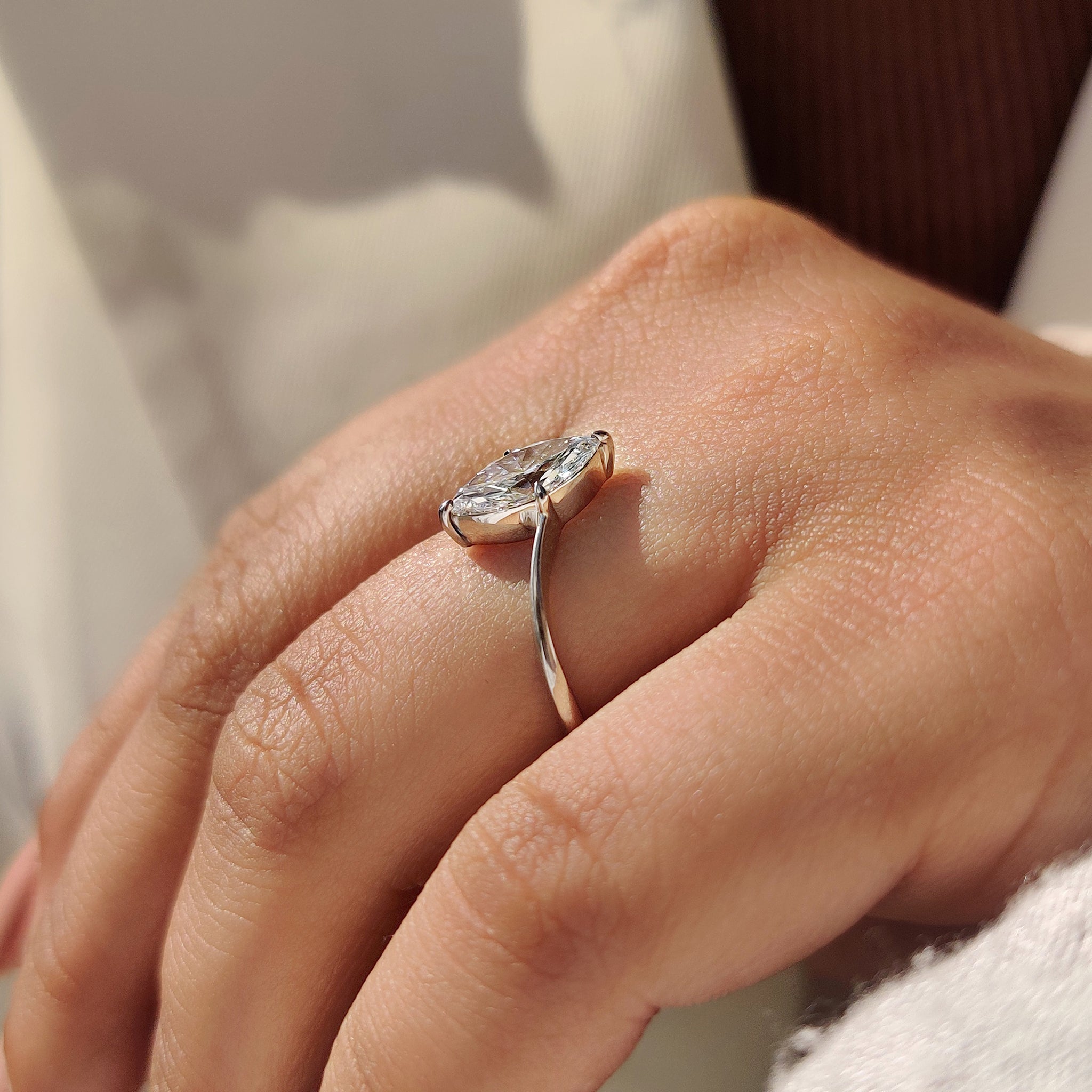 Marquise Cut Engagement Ring in Upside Down Setting
