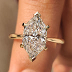 Solitaire Style Dutch Marquise Engagement Ring in Cathedral Setting